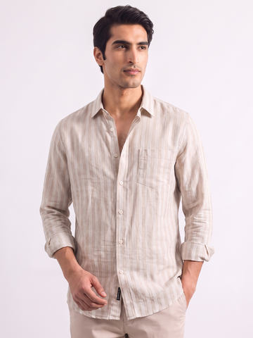 Men's Natural Linen Lyocell Regular Fit Shirt
