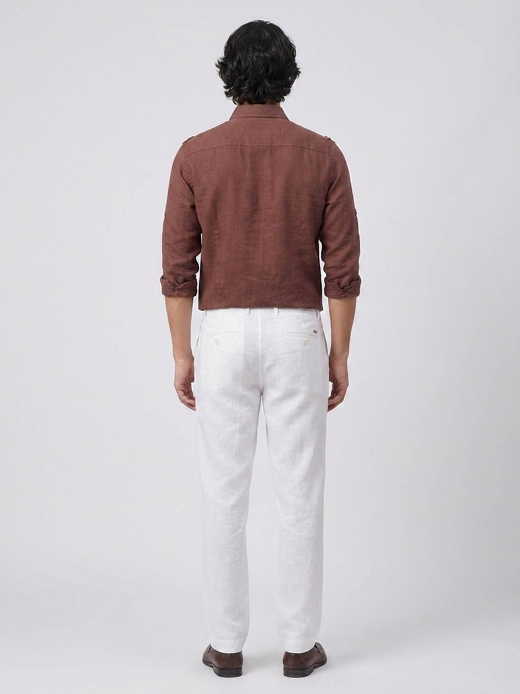 Men's Brown Linen Cotton Regular Fit Shirt