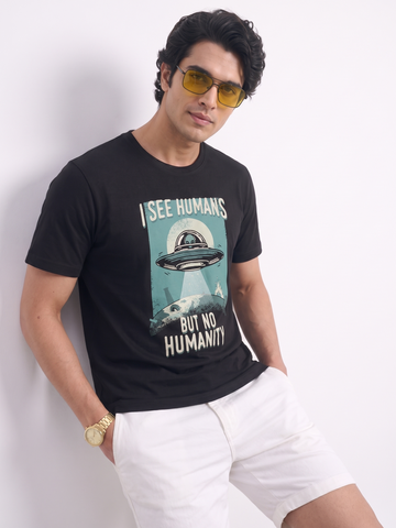 Men's 100% Organic Cotton Regular Fit Tshirt Black