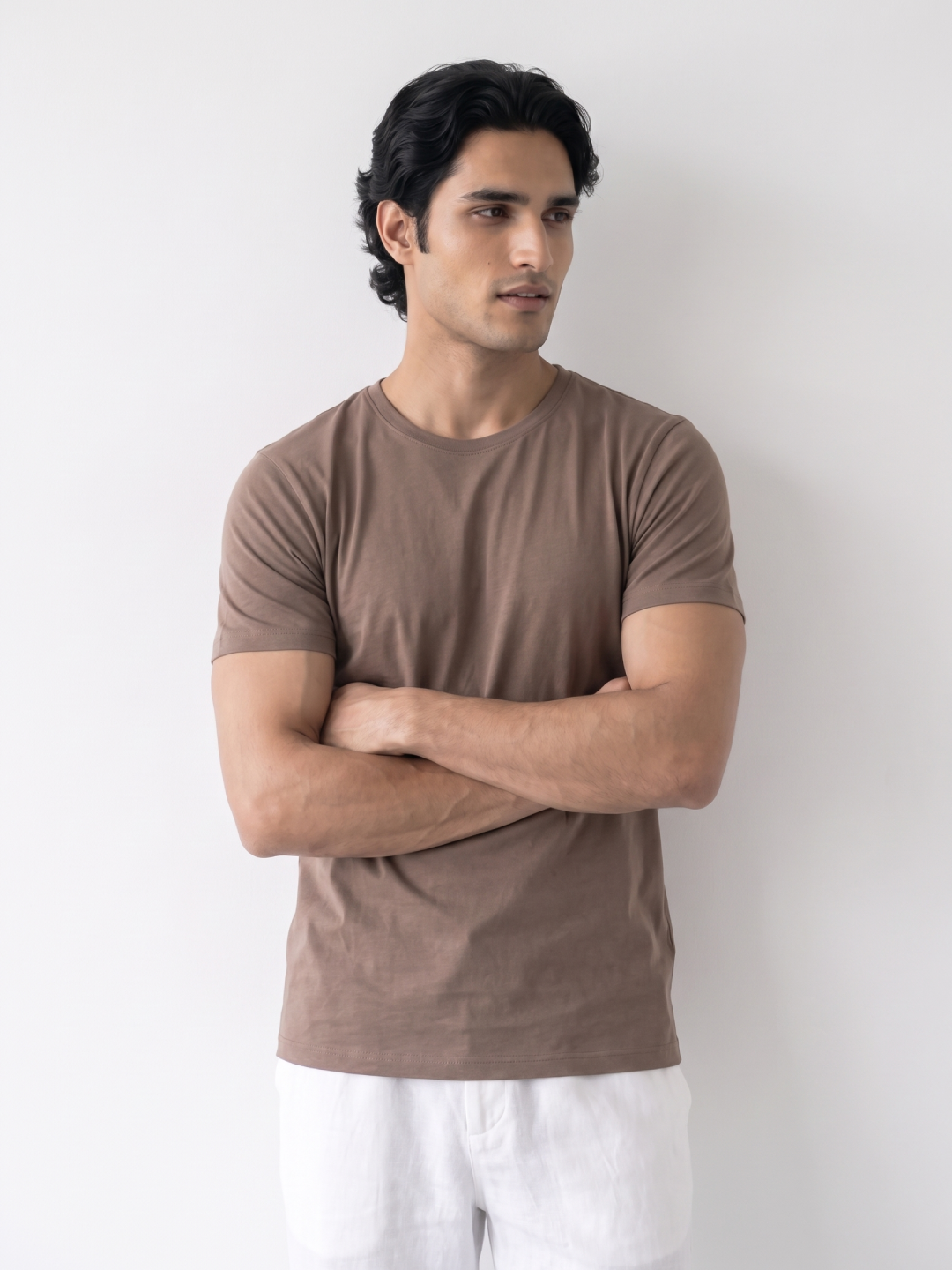 Men's Khaki 100% Organic Cotton Regular Fit Tshirt