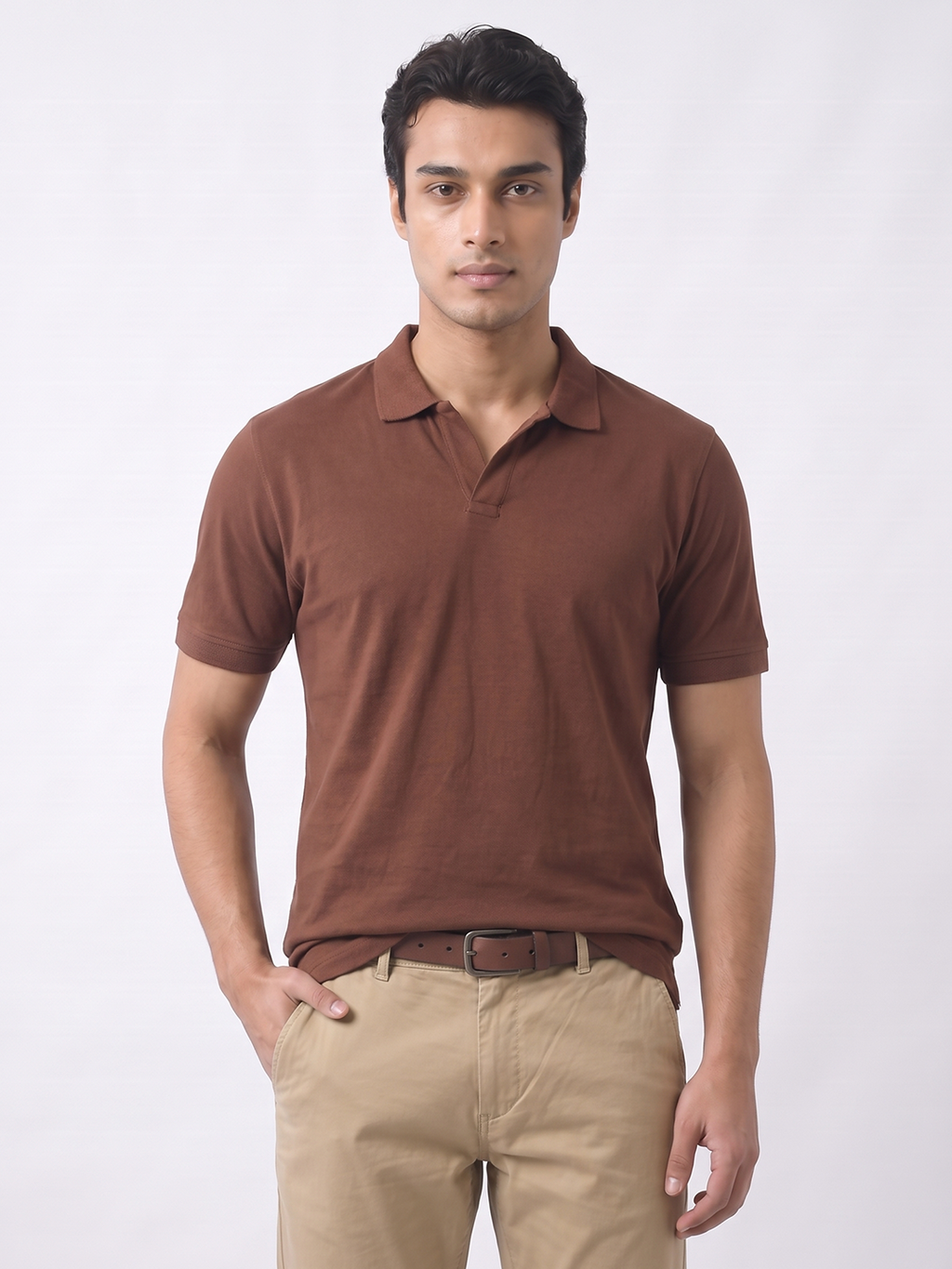 Men's 100% Cotton  Regular Fit Tshirt Brick