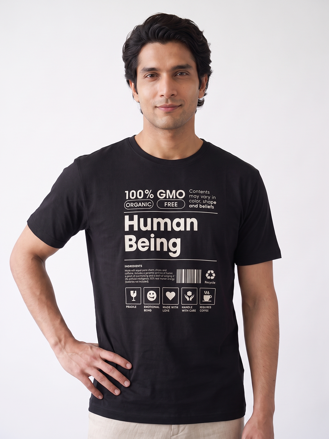 Men's 100% Organic Cotton Regular Fit Tshirt Black