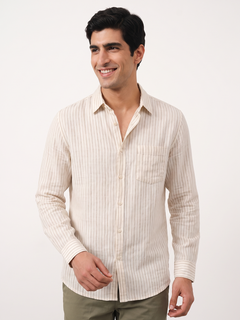 Men's Offwhite Linen Lyocell Regular Fit Shirt