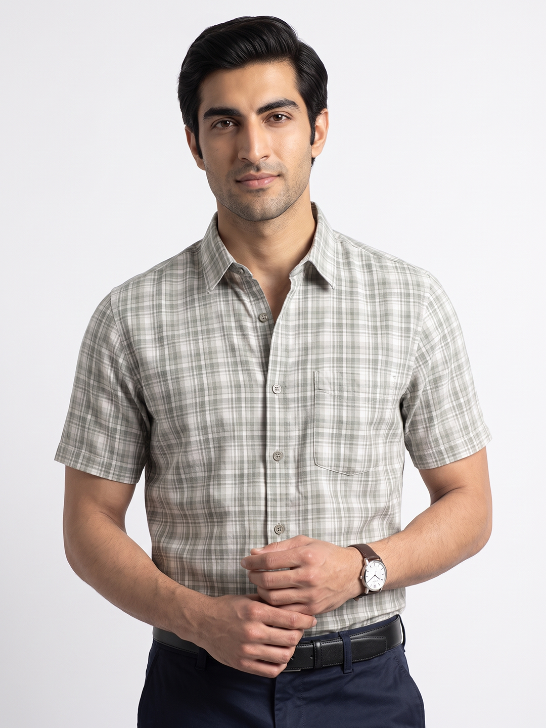 Men's 100% Cotton Regular Fit Shirt Green