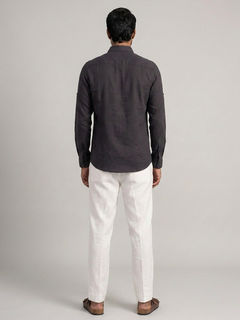 Men's Black Linen Cotton Regular Fit Shirt