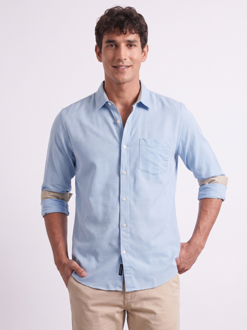 Men's 100% Cotton Regular Fit Shirt Sky