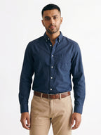 Men's Navy Oxford 100% Cotton Regular Fit Shirt