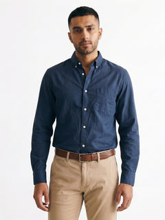 Men's Navy Oxford 100% Cotton Regular Fit Shirt