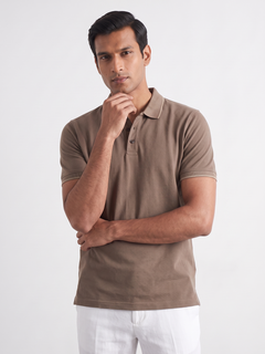 Men's Brown 100% Organic Cotton Regular Fit Tshirt