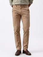 Men's Khaki Cotton Lycra Slim Fit Pant
