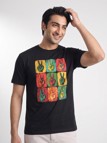 Men's 100% Organic Cotton Regular Fit Tshirt Black
