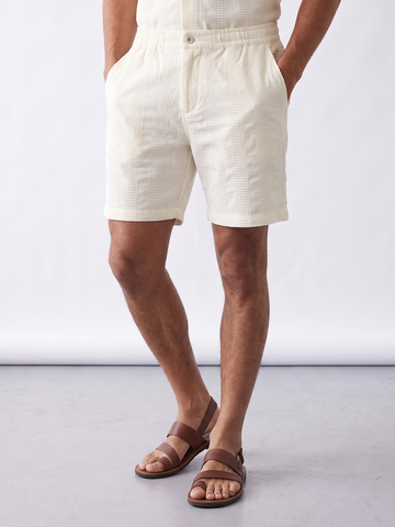 Men's 100% Cotton Regular Fit Shorts Offwhite