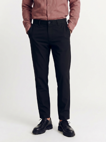 Men's Black Cotton Linen Slim Fit Pant