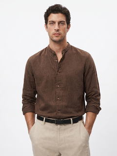 Men's Brown 100% Cotton Regular Fit Shirt