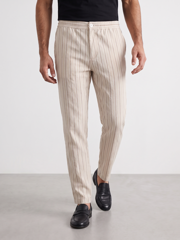 Men's Beige 100% Cotton Regular Fit Pant