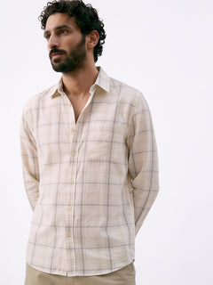 Men's Offwhite 100% Cotton Regular Fit Shirt
