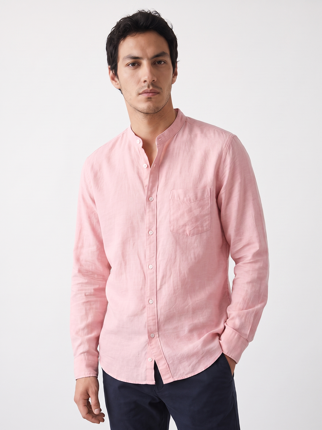 Men's Pink 100% Cotton Regular Fit Shirt