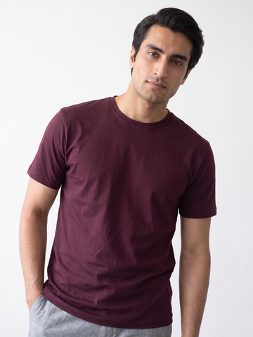 Men's 100% Cotton Regular Fit Tshirt Wine