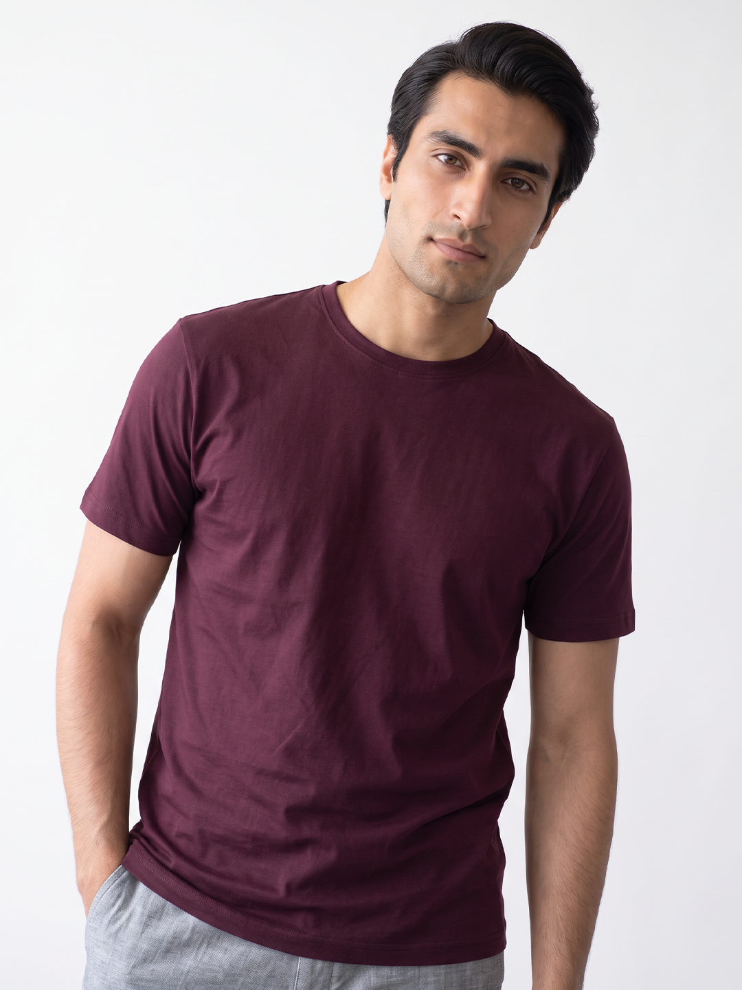 Men's 100% Cotton Regular Fit Tshirt Wine