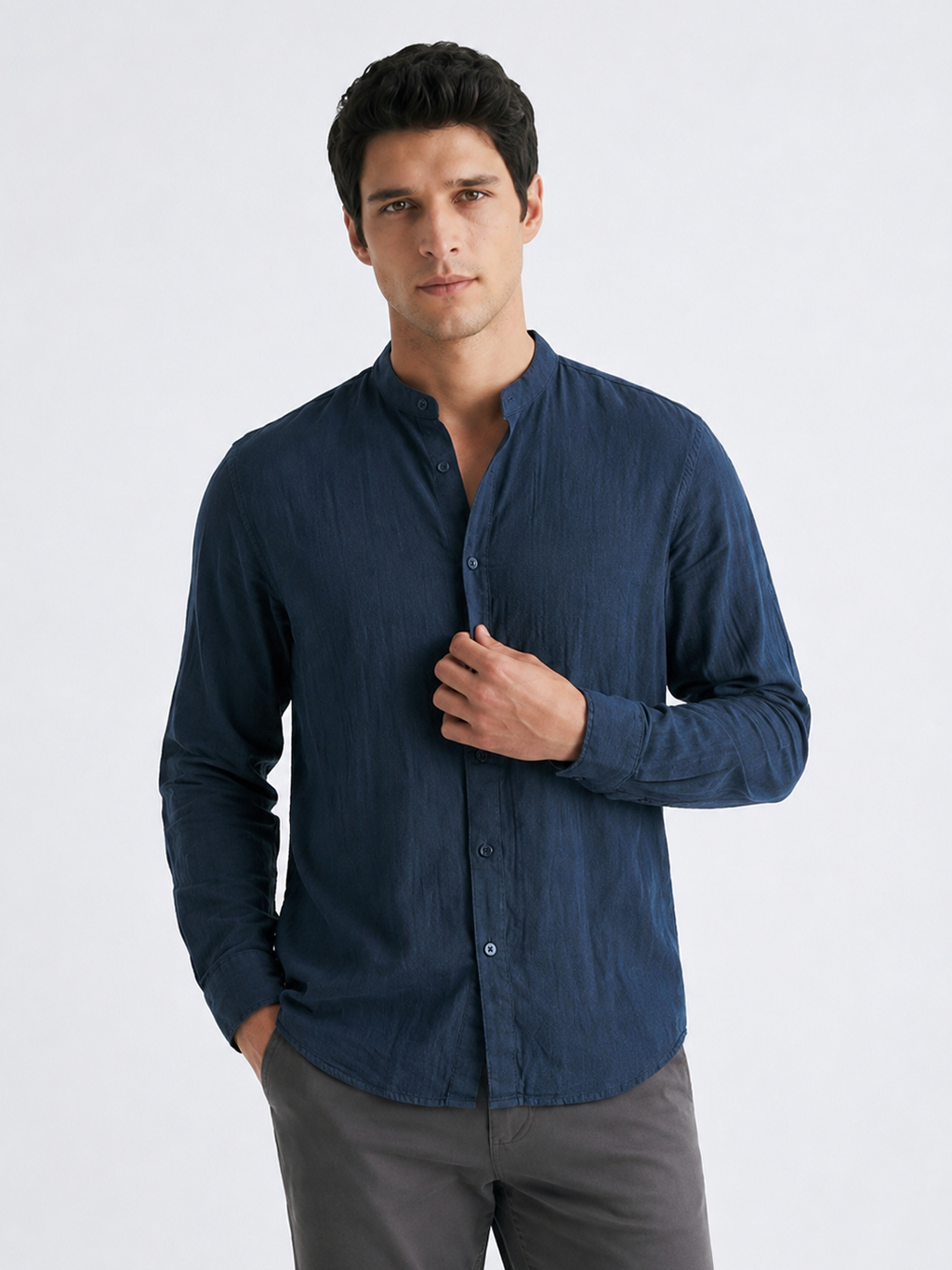 Men's Navy 100% Cotton Regular Fit Shirt
