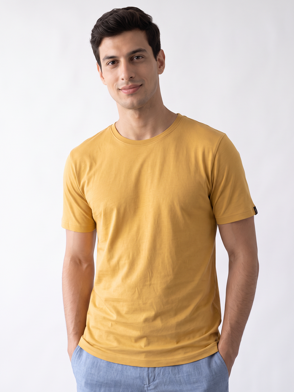 Men's 100% Cotton Regular Fit Tshirt Mustard