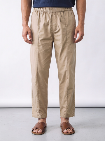 Men’s Cotton Loose Fit Button Zip Pant Khaki
