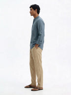Men's Blue Linen Cotton Regular Fit Shirt