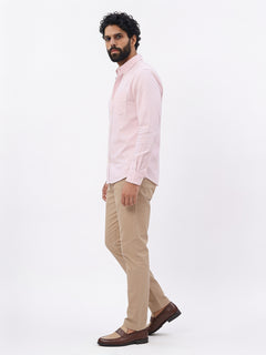 Men's Pink 100% Cotton Regular Fit Shirt