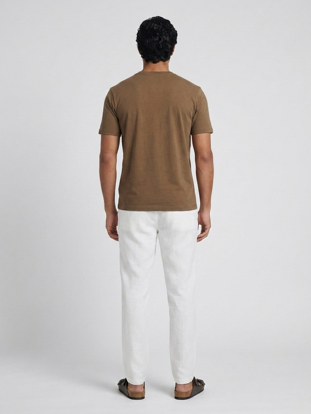 Men's Khaki Cotton Bamboo Elastane Regular Fit Tshirt