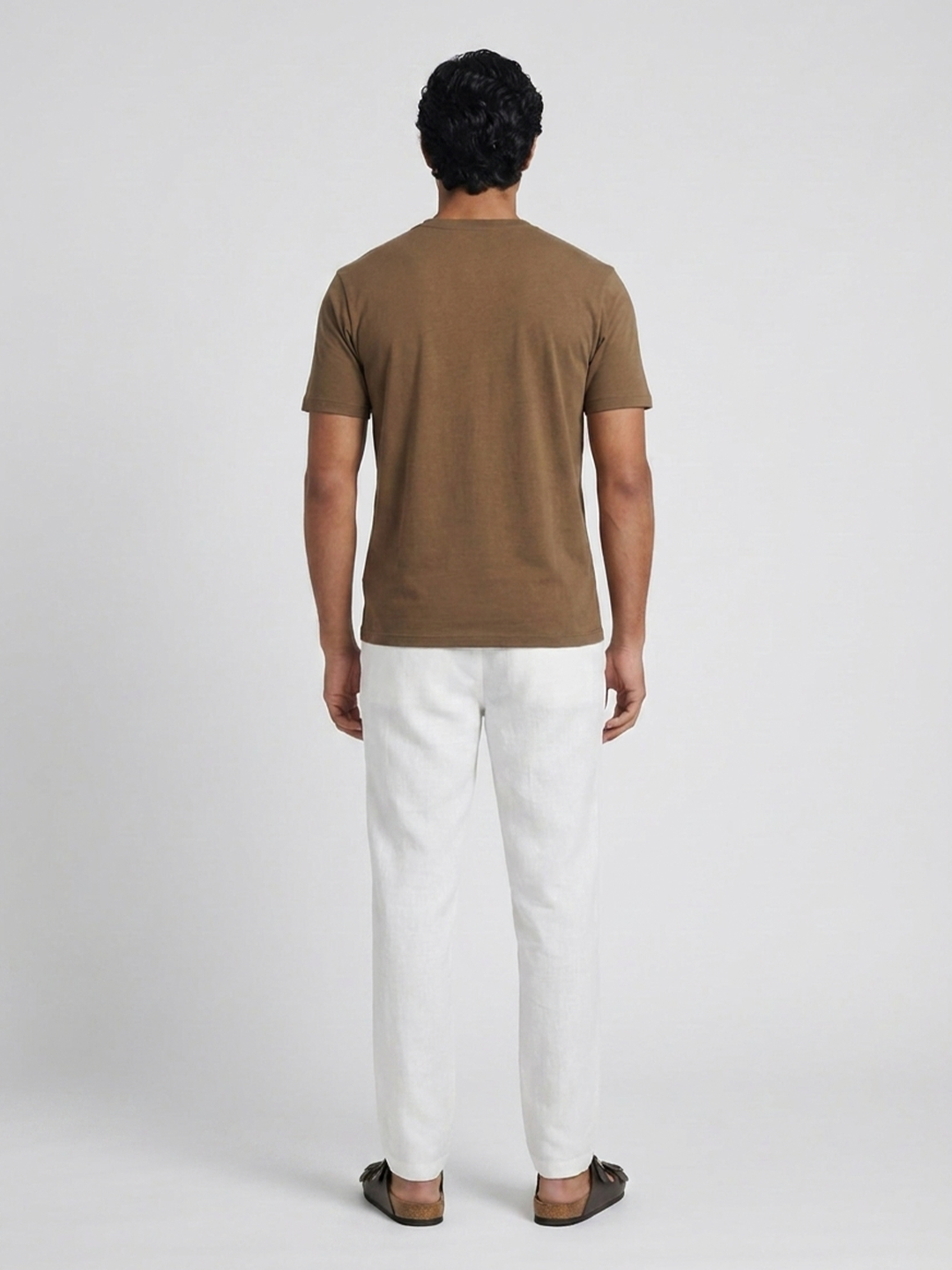 Men's Khaki Cotton Bamboo Elastane Regular Fit Tshirt