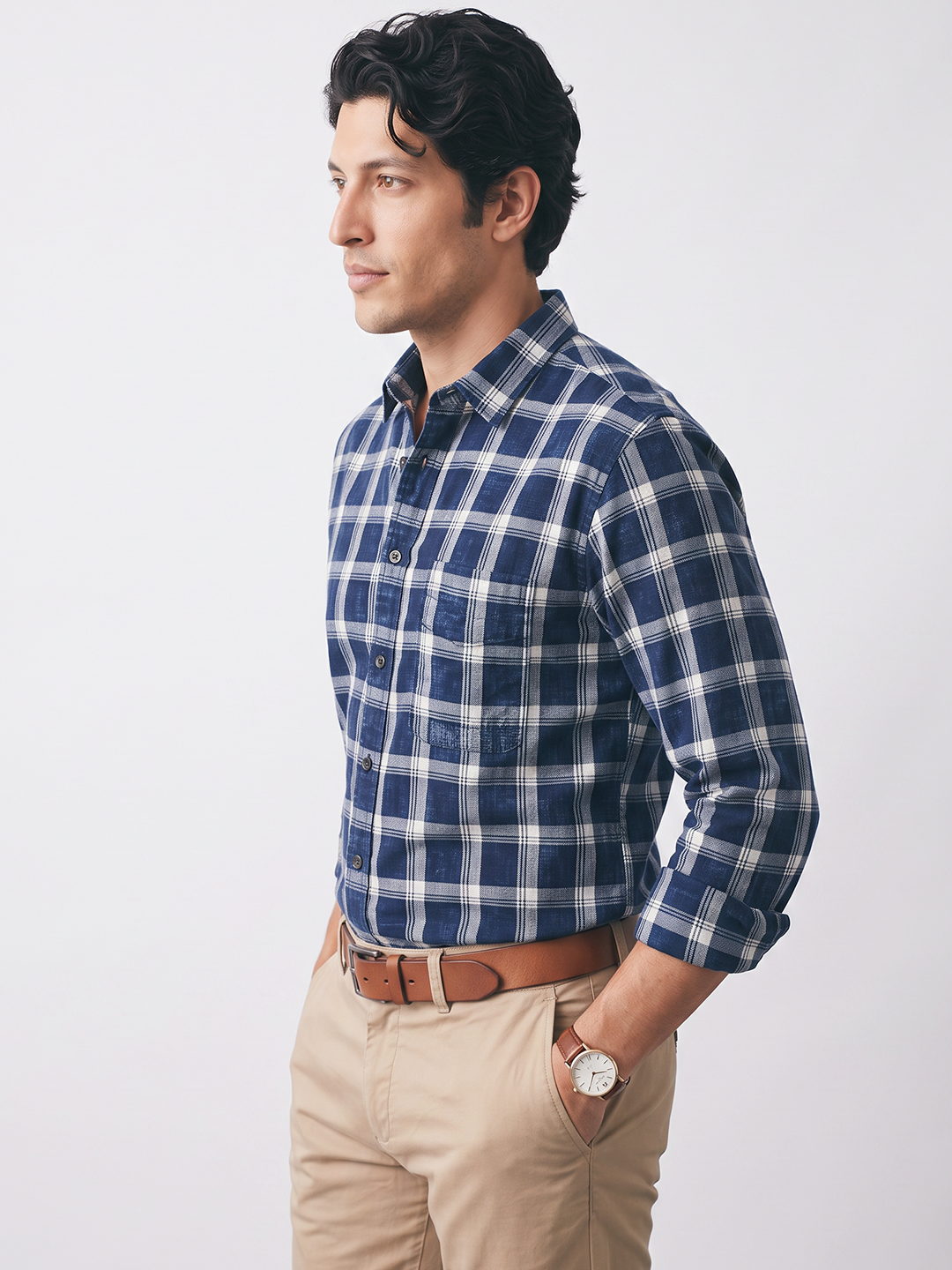 Men's 100% Cotton Regular Fit Shirt Navy