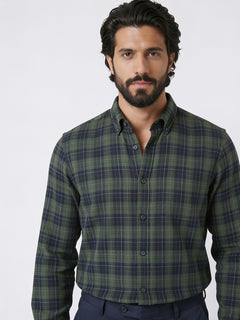 Men's Green 100% Cotton Regular Fit Shirt