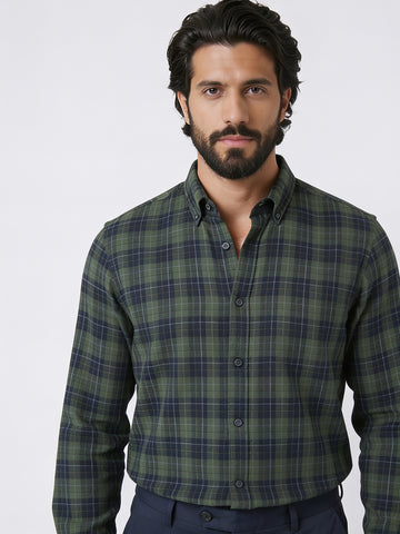 Men's Green 100% Cotton Regular Fit Shirt