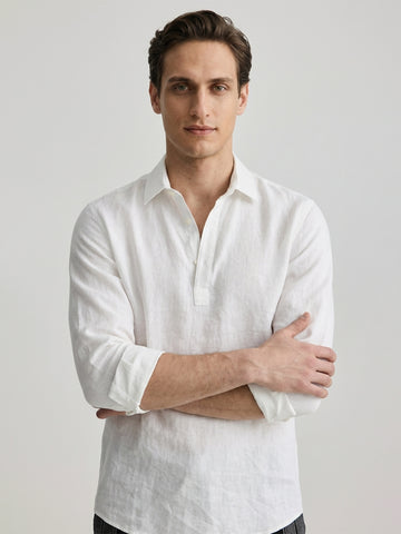 Men’s Linen Regular Fit Resort Collar Style Shirt White