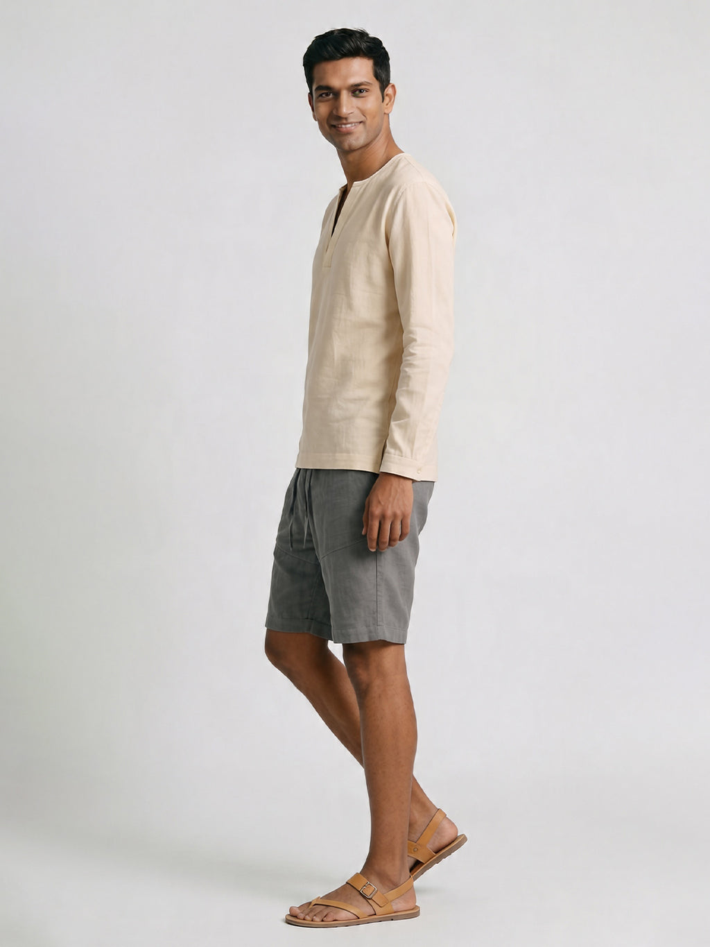 Men's Offwhite Cotton Polyester Loose Fit Shirt