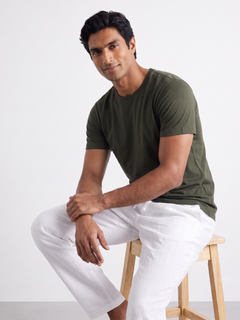 Men's Darkgreen 100% Organic Cotton Regular Fit Tshirt