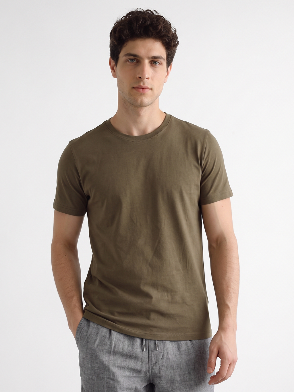 Men's 100% Cotton  Regular Fit Tshirt Brown