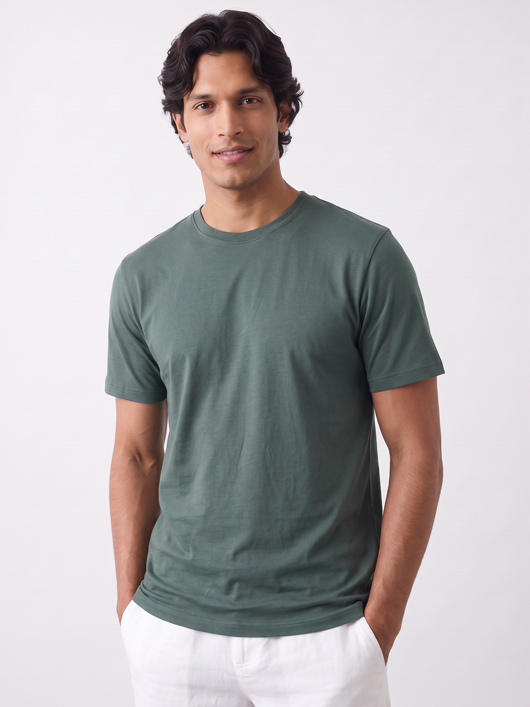 Men's 100% Cotton Regular Fit Tshirt Green
