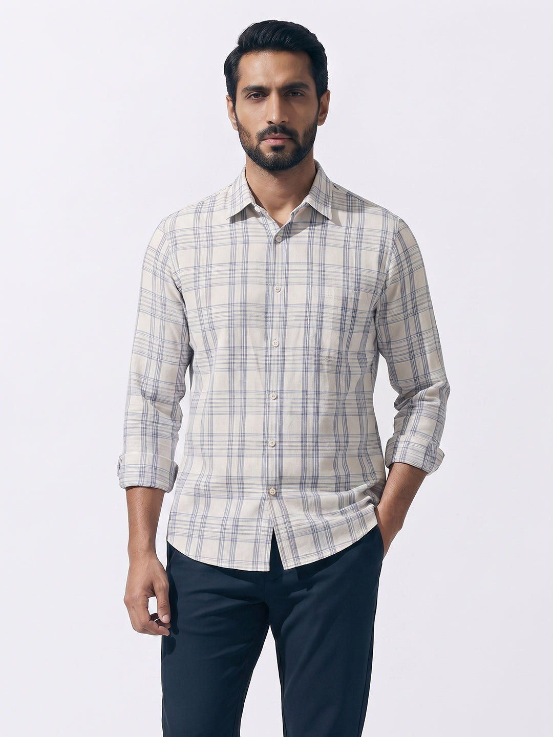 Men's Sand 100% Cotton Regular Fit Shirt
