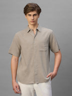 Men's Sand Cotton Viscose Regular Fit Shirt