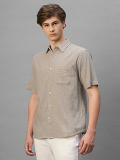 Men's Sand Cotton Viscose Regular Fit Shirt
