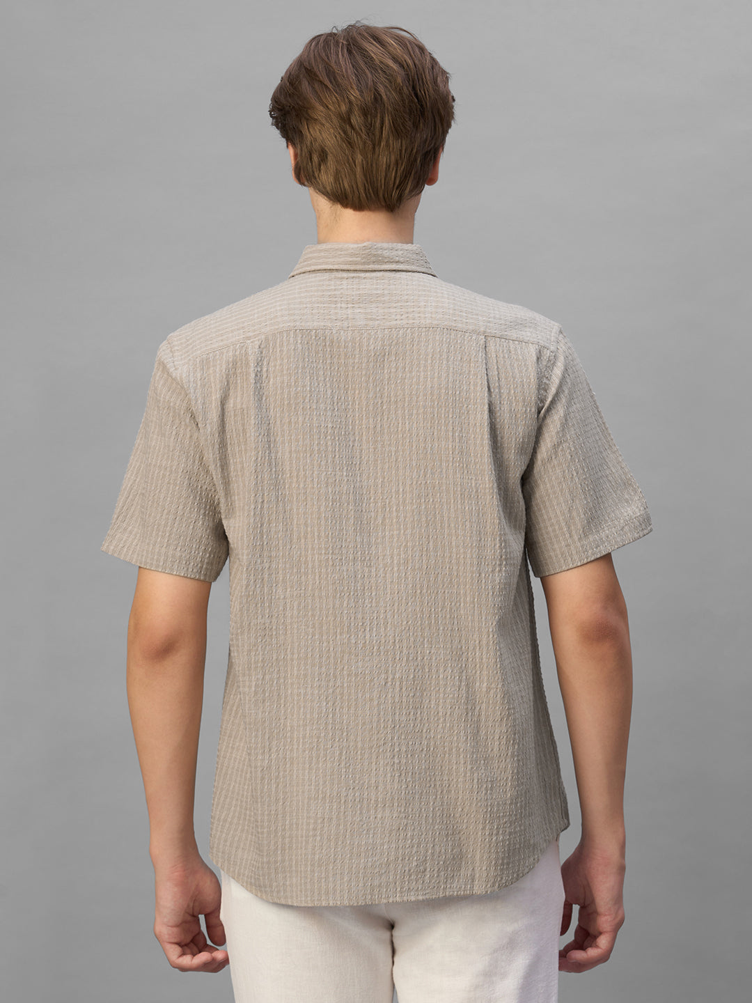 Men's Sand Cotton Viscose Regular Fit Shirt