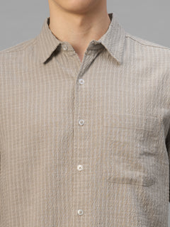 Men's Sand Cotton Viscose Regular Fit Shirt