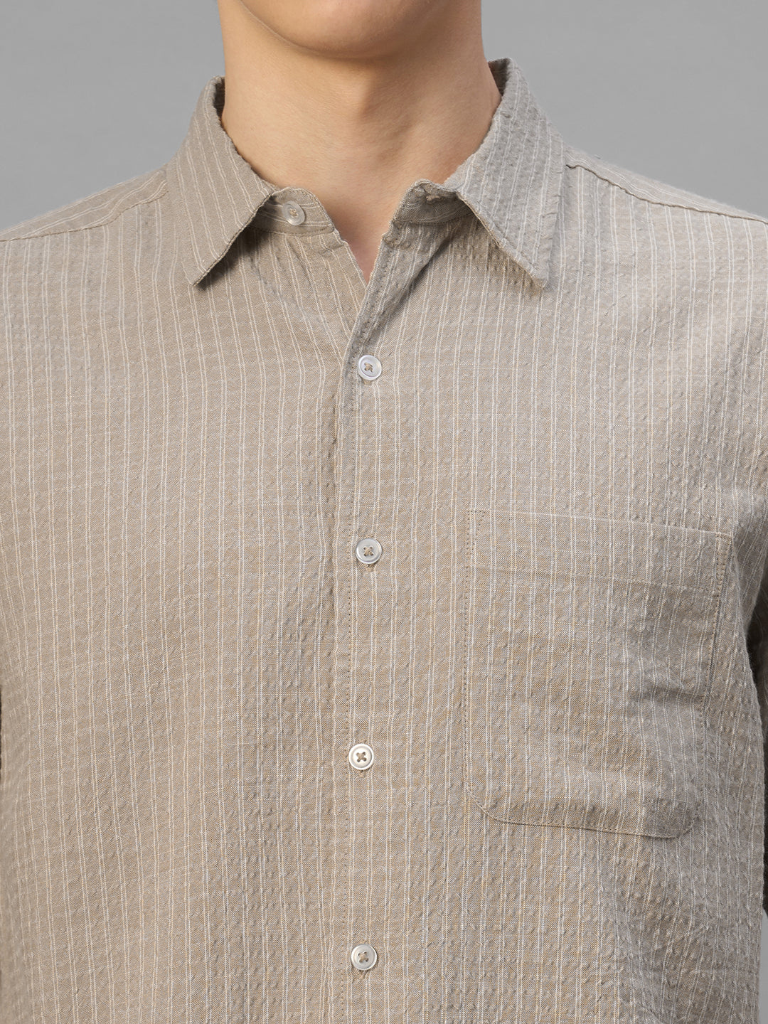 Men's Sand Cotton Viscose Regular Fit Shirt