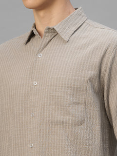 Men's Sand Cotton Viscose Regular Fit Shirt