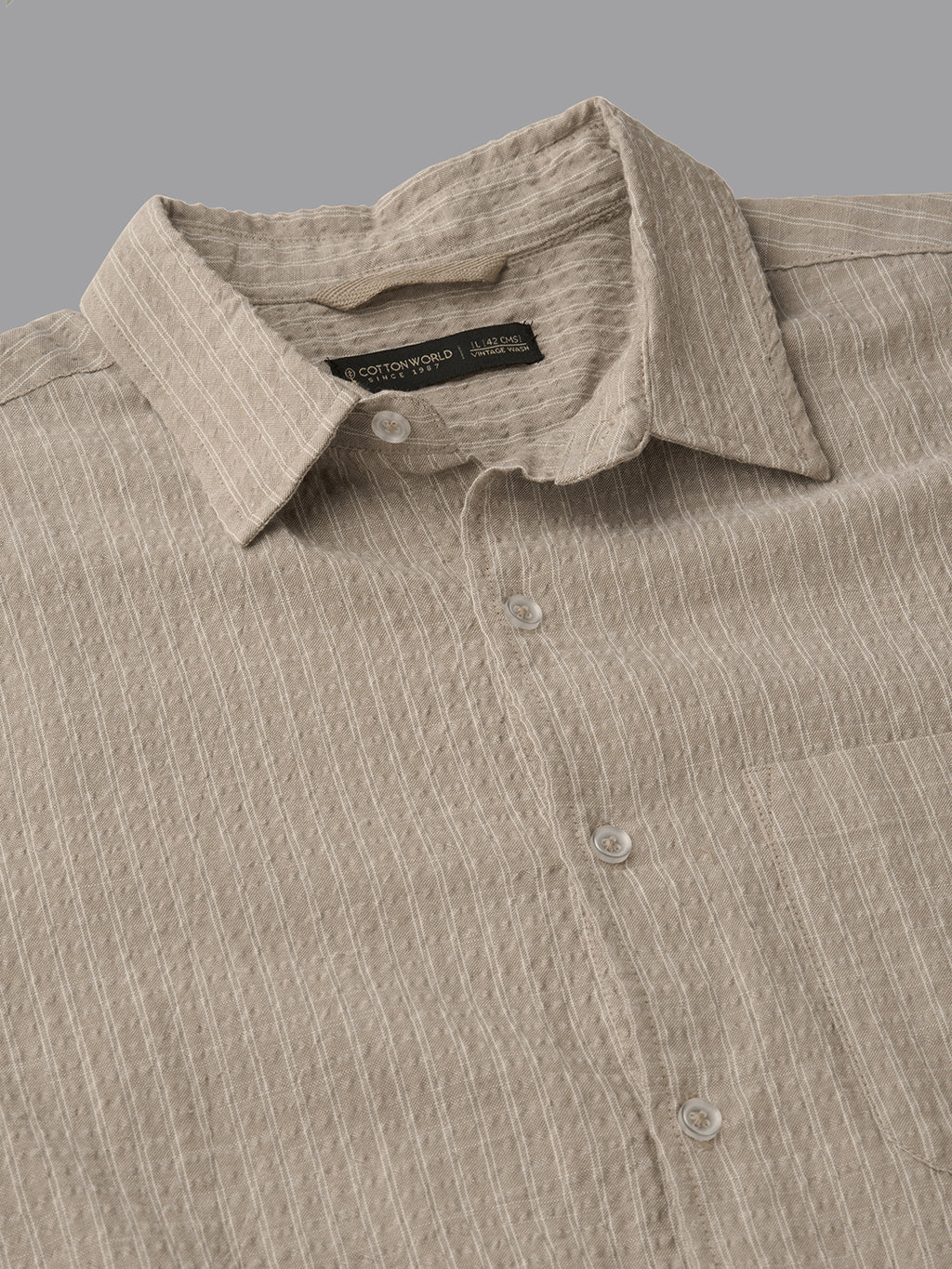 Men's Sand Cotton Viscose Regular Fit Shirt