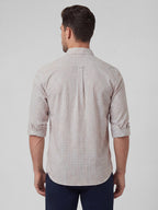 Men's Khaki 100% Cotton Regular Fit Shirt
