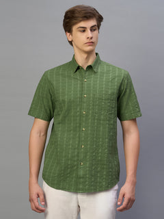 Men's Green 100% Cotton Regular Fit Shirt