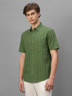 Men's Green 100% Cotton Regular Fit Shirt