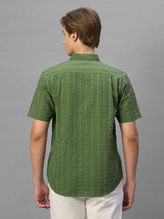 Men's Green 100% Cotton Regular Fit Shirt